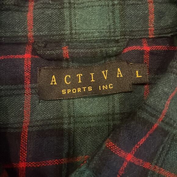 Activa mens green, blue and red plaid Flannel Shirt size large - Picture 5 of 7